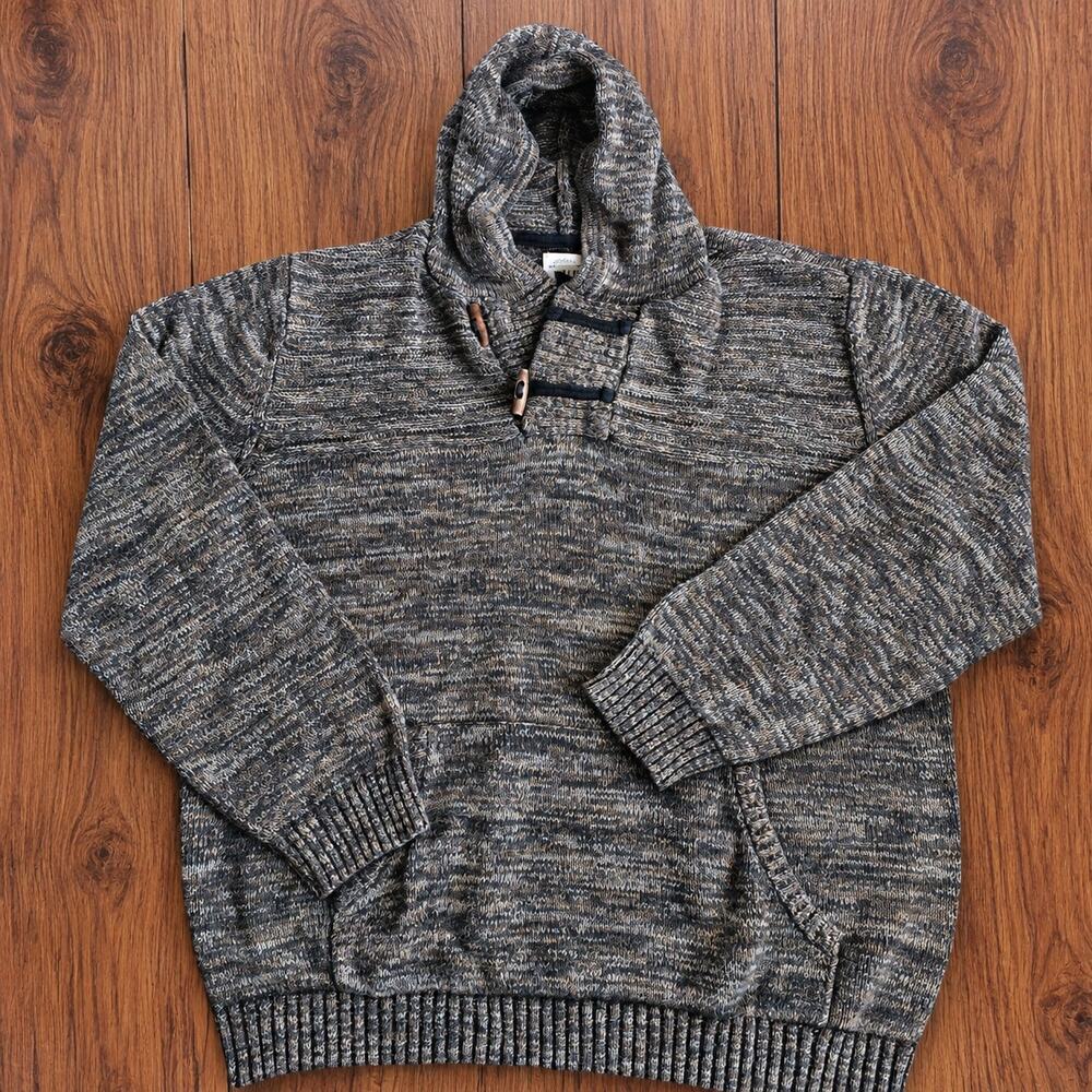 Wolf Citizen Men's XXL Marled Knit Hooded Sweater Toggle Neck Pullover